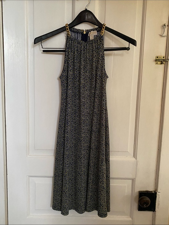 Michael Kors Dresses & Skirts - Michael Kors Navy Yellow & White Chain Shoulder Knee Length Dress